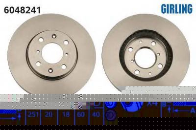 GIRLING Диск тормоз.пер.вентилир.4 отв.SUZUKI SWIFT III 1.3/SPLASH 1.0-1.3 05- (5531162J02, 6048241)
