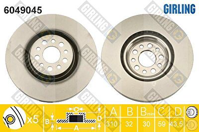 Girling 6049045 тормозной диск на FIAT ULYSSE (179AX)