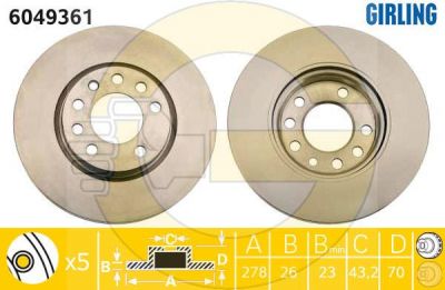 Girling 6049361 тормозной диск на OPEL CORSA D