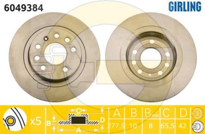 Girling 6049384 тормозной диск на OPEL ZAFIRA B (A05)