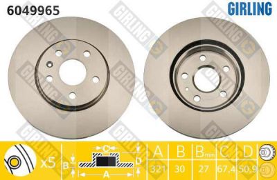 GIRLING Диск тормозной OPEL INSIGNIA 08-/SAAB 9-5 10- R17