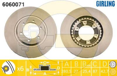 Girling 6060071 тормозной диск на HYUNDAI TERRACAN (HP)