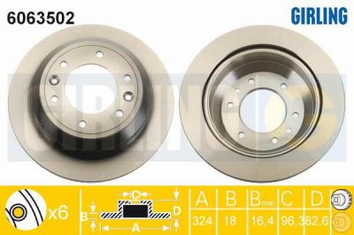 Girling 6063502 тормозной диск на HYUNDAI H-1 Cargo (TQ)