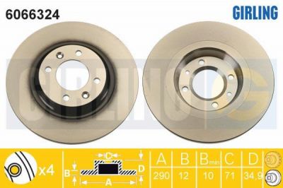 Girling 6066324 тормозной диск на DS DS 4 / DS 4 CROSSBACK