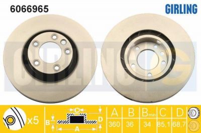 Girling 6066965 тормозной диск на VW TOUAREG (7P5)