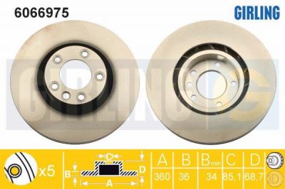 Girling 6066975 тормозной диск на VW TOUAREG (7P5)