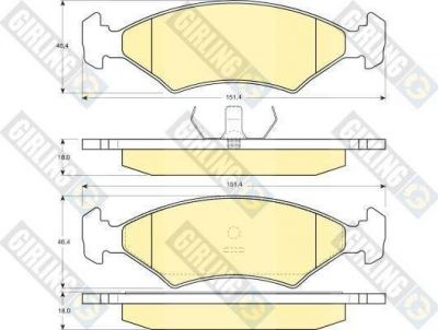 GIRLING Колодки тормозные FORD ESCORT/SIERRA 80-93 передние (571536, 6102552)