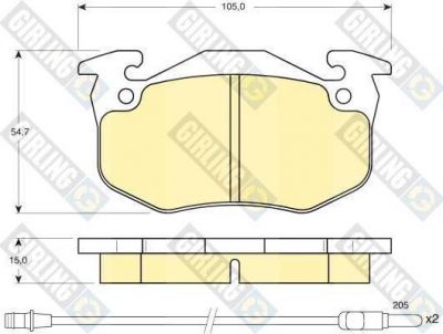 GIRLING Колодки тормозные перед. c дат RENAULT TWINGO 1,0-1,2L 96-> (7701205277, 6103283)