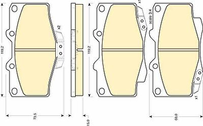 GIRLING Колодки тормозные передние дисковые TOYOTA 4 RUNNER/HILUX SURF/LAND CRUISER 80/90 119.2X68X15 mm SUMITOMO (572140, 6107979)