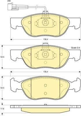 GIRLING Колодки тормозные ALFA 145/146/FIAT BRAVO -01/PUNTO 01- передние с датчиком (9947630, 6112902)