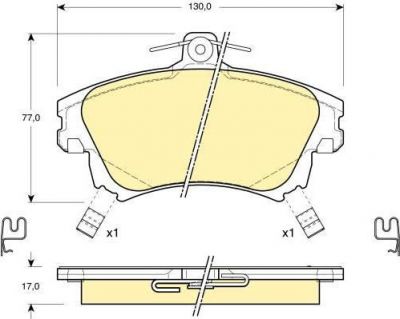 GIRLING Колодки тормозные MITSUBISHI CARISMA 95-06/COLT 04-/VOLVO S40/V40 -04 передние (573039, 6113131)