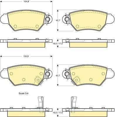 GIRLING Колодки тормозные зад. Opel Astra G/Zafira A 1,2-2,0TDI 09/98-> 1605961/1605105/1605093/1605040/1605039/1605025 (573010, 6113524)