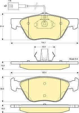 GIRLING КОЛОДКИ ТОРМОЗНЫЕ ALFA ROMEO 166 ПЕРЕДНИЕ (6113622)