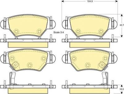 GIRLING Колодки тормозные задние OPEL ASTRA G 98> ZAFIRA VAN 03>05 (1605037, 6114714)