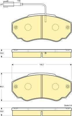 GIRLING Колодки торм пер CITROEN JUMPER/ PEUGEOT BOXER 2,5D/TD 04/02- (573113J, 6115179)