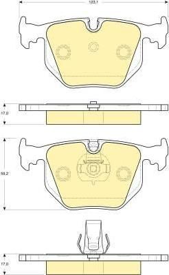 GIRLING Колодки торм. диск. задние E46/E38/E53/E83 98- 123X59,4X17,3mm 34216752632 (571918, 6115302)