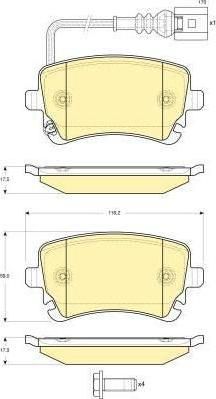 GIRLING Колодки торм задн. с датч VW T5 03-> (7H0698451B, 6115571)