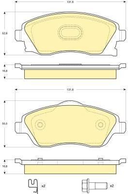 GIRLING Колодки тормозные перед. Opel Corsa/Tigra/Meriva 1,2-1,8L 01=> 1605081/1605092/1605964/1605974 (573011, 6115701)