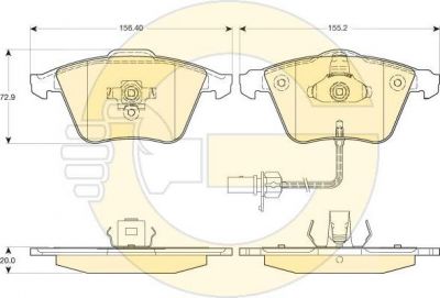 GIRLING Колодки тормозные передние AUDI A4 A6 A8 2.0-6.0 03- (4E0698151M, 6116172)