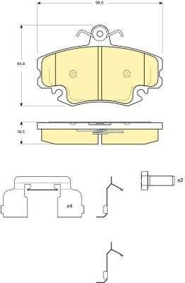 GIRLING Колодки тормозные дисковые перед. RENAULT Logan/R19/Clio I/II /Megane I 92-> (7701207066, 6116341)