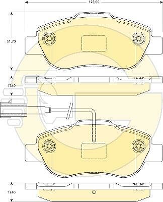 GIRLING Колодки тормозные передние FIAT 500 07- DOBLO 01- PANDA 09- QUBO 08- (77364477, 6117464)