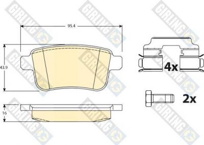 GIRLING Колодки тормозные RENAULT KANGOO 08- задние (440606267R, 6117861)