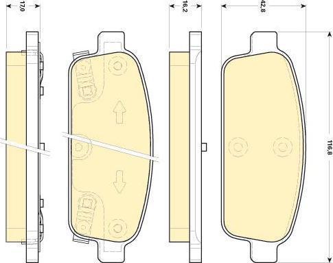 GIRLING Колодки тормозные зад. CHEVROLET CRUZE ORLANDO OPEL ASTRA J 1,3-2,0L 09-> (1605140, 6118449)