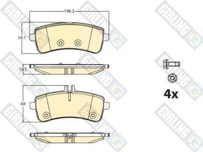 Girling 6120791 комплект тормозных колодок, дисковый тормоз на MERCEDES-BENZ S-CLASS (W222, V222, X222)