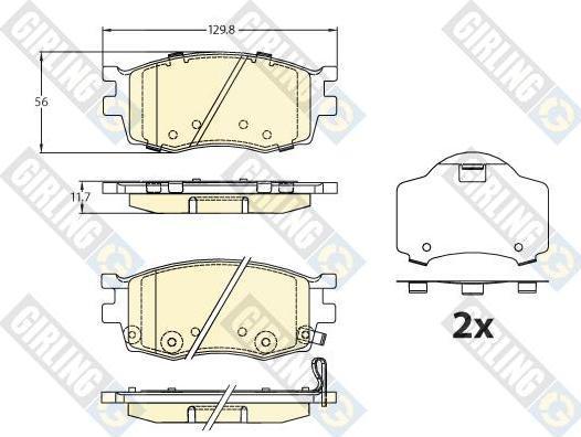 Girling 6136266 комплект тормозных колодок, дисковый тормоз на HYUNDAI i20 (PB, PBT)