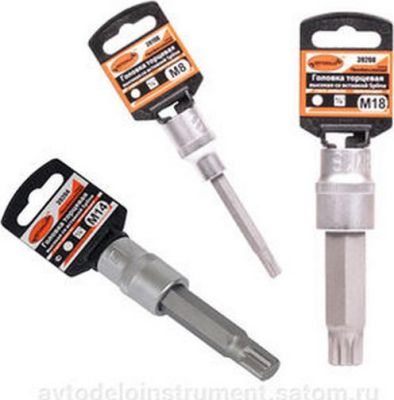 головка (1/2,L=100mm) со вставкой SPLINE M16 с отверстием (АвтоDело)Professional 39207