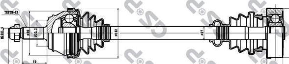 GSP 261001 Привод в сборе VW G3/PASSAT 1.8-2.0 88-98 лев. (357407271P)
