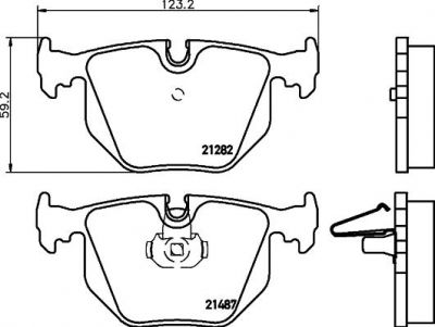 HELLA Колодки тормозные X3 E83/X5 E53/3 E46 2.5/3.0/RANGE ROVER III 02- задние (34211163324, 8DB 355 006-691)