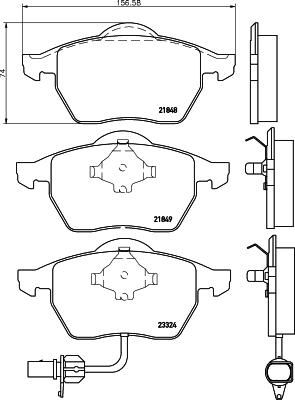 Hella 8DB 355 008-911 комплект тормозных колодок, дисковый тормоз на VW SHARAN (7M8, 7M9, 7M6)