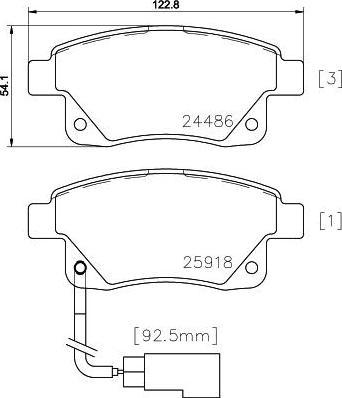 HELLA Колодки тормозные FORD TRANSIT 06- задние с датчиком (1371454, 8DB 355 012-781)