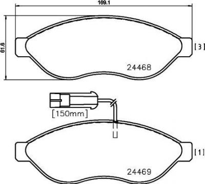 Hella 8DB 355 012-931 комплект тормозных колодок, дисковый тормоз на FIAT DUCATO c бортовой платформой/ходовая часть (250, 290)