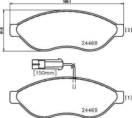 Hella 8DB 355 012-931 комплект тормозных колодок, дисковый тормоз на FIAT DUCATO c бортовой платформой/ходовая часть (250, 290)