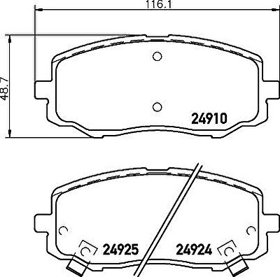 Hella 8DB 355 014-901 комплект тормозных колодок, дисковый тормоз на HYUNDAI i20 (PB, PBT)