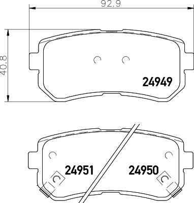 Hella 8DB 355 014-911 комплект тормозных колодок, дисковый тормоз на HYUNDAI i20 (PB, PBT)