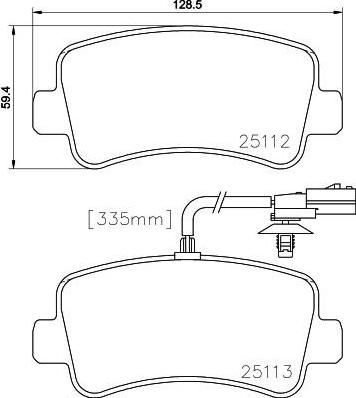 Hella 8DB 355 015-301 комплект тормозных колодок, дисковый тормоз на OPEL MOVANO B фургон