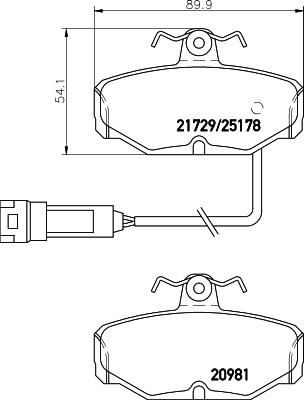 Hella 8DB 355 017-631 комплект тормозных колодок, дисковый тормоз на FORD SCORPIO I (GAE, GGE)