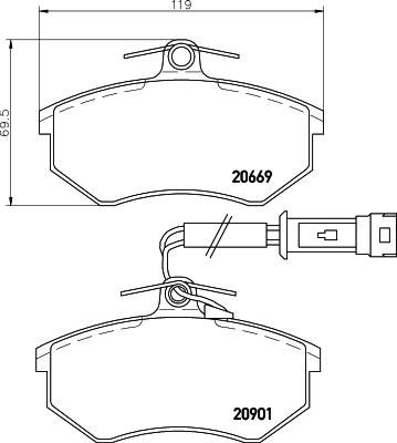 Hella 8DB 355 017-651 комплект тормозных колодок, дисковый тормоз на AUDI 80 (89, 89Q, 8A, B3)