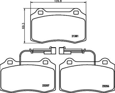 Hella 8DB 355 018-421 комплект тормозных колодок, дисковый тормоз на CHRYSLER VIPER