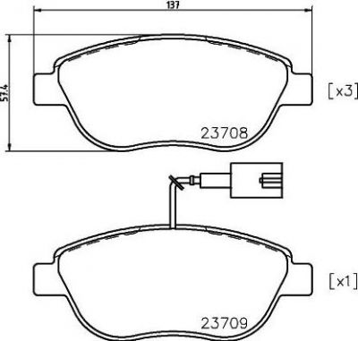 Hella 8DB 355 018-831 комплект тормозных колодок, дисковый тормоз на FIAT DOBLO фургон/универсал (263)