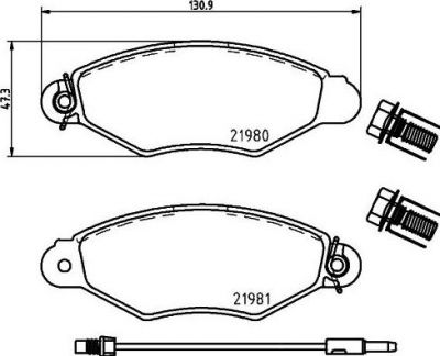 HELLA КОМПЛЕКТ ТОРМОЗНЫХ КОЛОДОК, ДИСКОВЫЙ ТОРМОЗ (8DB 355 019-301)