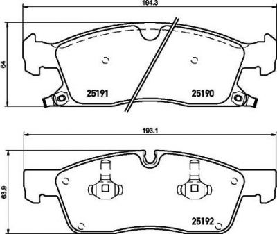 Hella 8DB 355 019-551 комплект тормозных колодок, дисковый тормоз на JEEP GRAND CHEROKEE IV (WK, WK2)