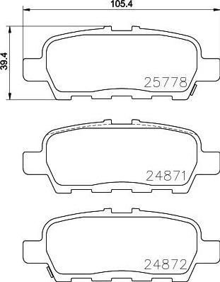 Hella 8DB 355 020-401 комплект тормозных колодок, дисковый тормоз на INFINITI M35