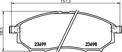 Hella 8DB 355 021-101 комплект тормозных колодок, дисковый тормоз на INFINITI M35