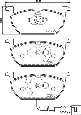 Hella 8DB 355 021-951 комплект тормозных колодок, дисковый тормоз на VW GOLF SPORTSVAN (AM1)