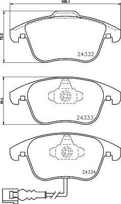 HELLA КОЛОДКИ ТОРМОЗНЫЕ AUDI Q3 11-/VW SHARAN 10-/TIGUAN 07- ПЕРЕДНИЕ (5N0698151, 8DB355014-031)