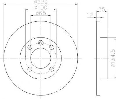 Hella 8DD 355 100-131 тормозной диск на AUDI 80 (81, 85, B2)